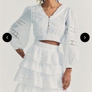 LoveShackFancy Salida Crop Top in Antique White 🤍